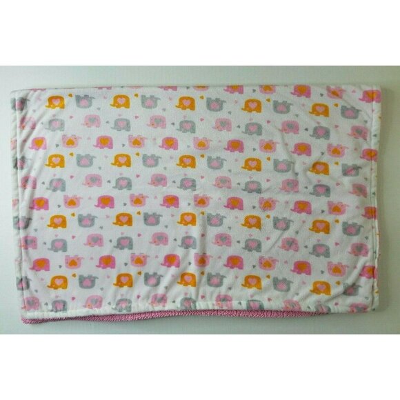Nuby Baby Blanket Elephants and Hearts White Orange Gray Pink Sherpa 30 x 40 Nur - Picture 3 of 9